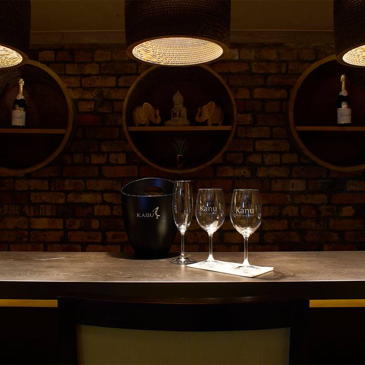 Private tasting bar set with glasses